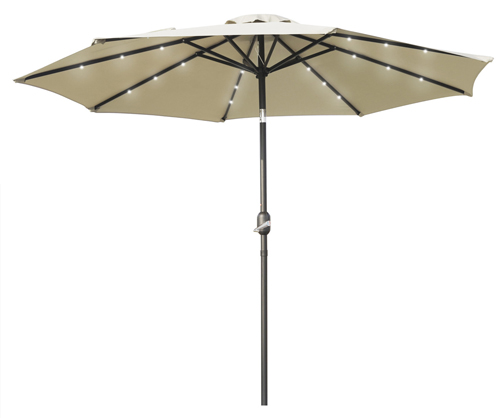 Siela 9' Outdoor Patio Tilt Market Umbrella with Solar LED Lights
